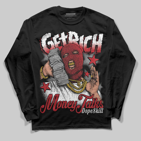 Jordan 5 Retro Fire Red Black Tongue (2025) DopeSkill Long Sleeve T-Shirt Get Rich Graphic Streetwear - Black