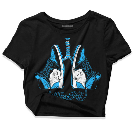 Jordan 1 High Retro OG “University Blue” DopeSkill Women's Crop Top Breathe Graphic Streetwear - Black