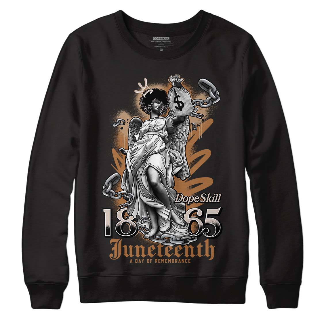 Jordan 3 Retro Palomino DopeSkill Sweatshirt Juneteenth Graphic Streetwear - Black