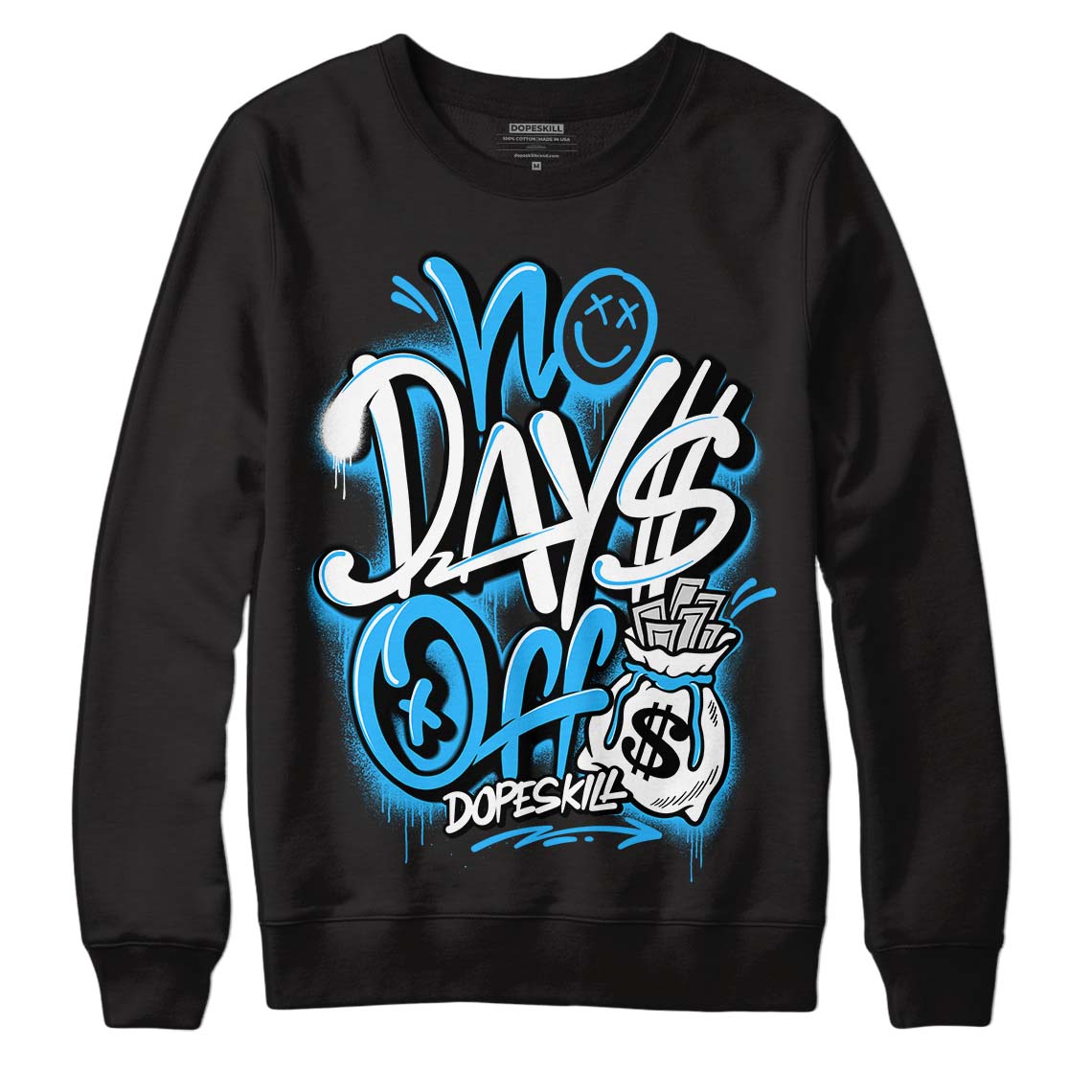 Jordan 1 High Retro OG “University Blue” DopeSkill Sweatshirt No Days Off Graphic Streetwear - Black