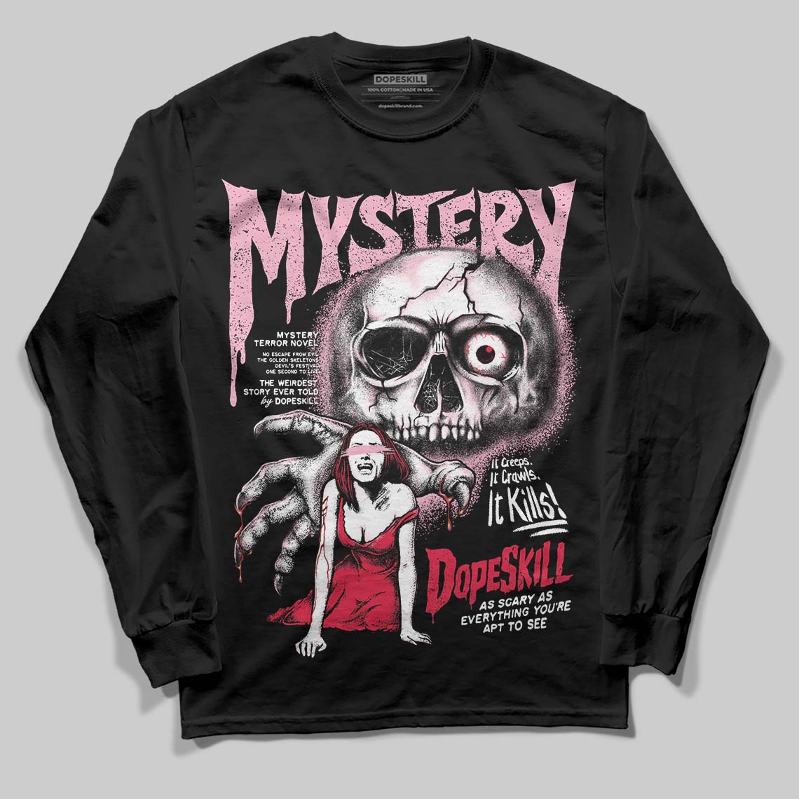 Dunk Low Valentine's Day (2026) DopeSkill Long Sleeve T-Shirt Mystery Ghostly Grasp Graphic Streetwear - Black