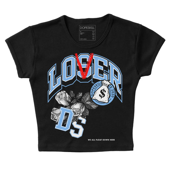 Jordan 9 Powder Blue DopeSkill Women's Crop Top Loser Lover Graphic Streetwear - Black