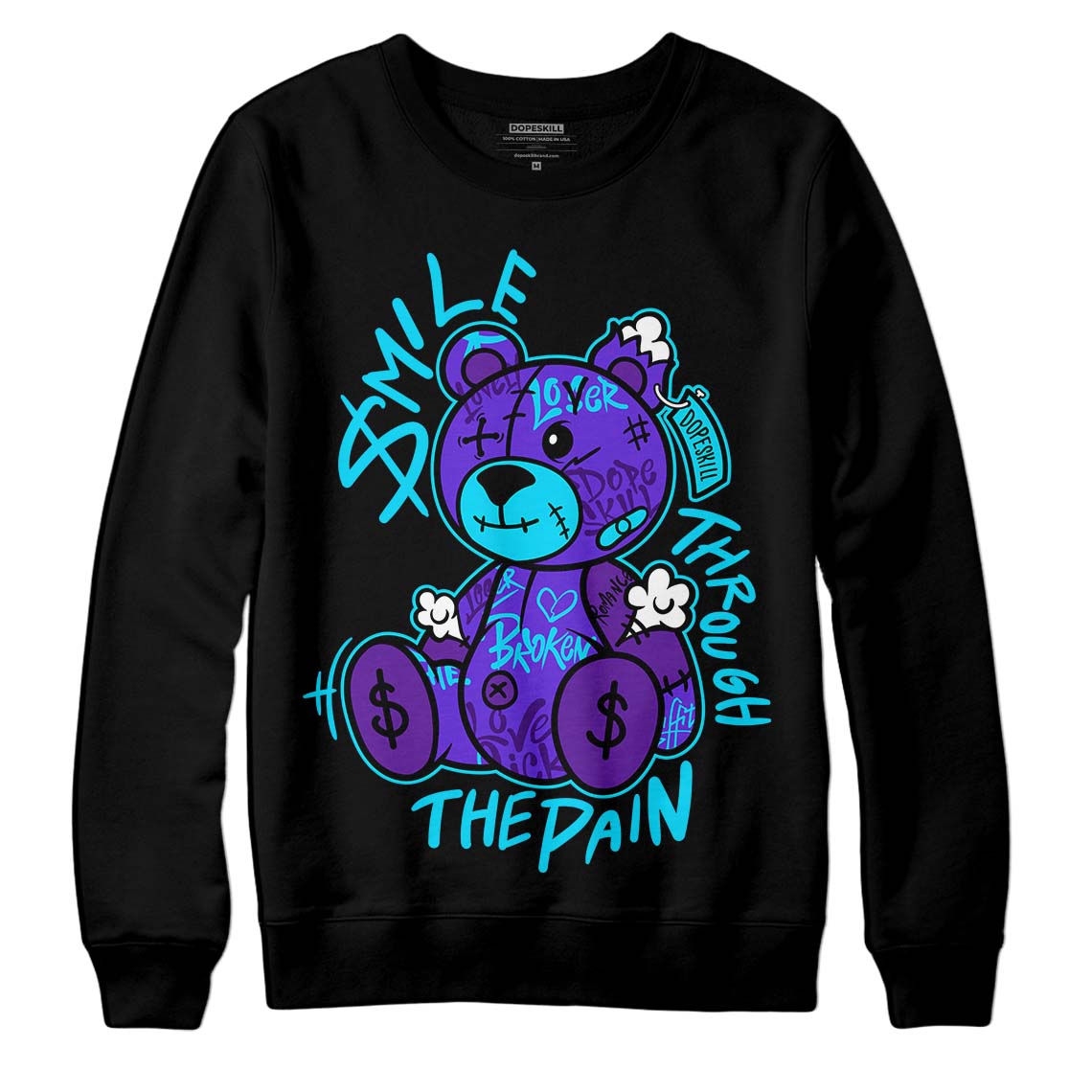 Aqua 6s DopeSkill Sweatshirt Smile Through The Pain Graphic – DOPESKILL