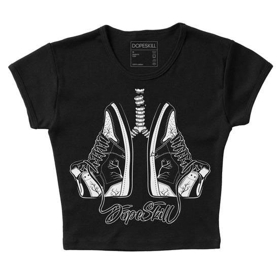 Jordan 1 High OG “Black/White” DopeSkill Women's Crop Top Breathe Graphic Streetwear - Black