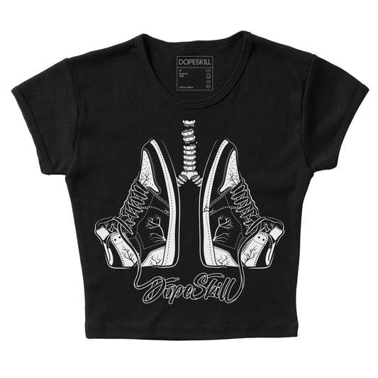 Jordan 1 High OG “Black/White” DopeSkill Women's Crop Top Breathe Graphic Streetwear - Black