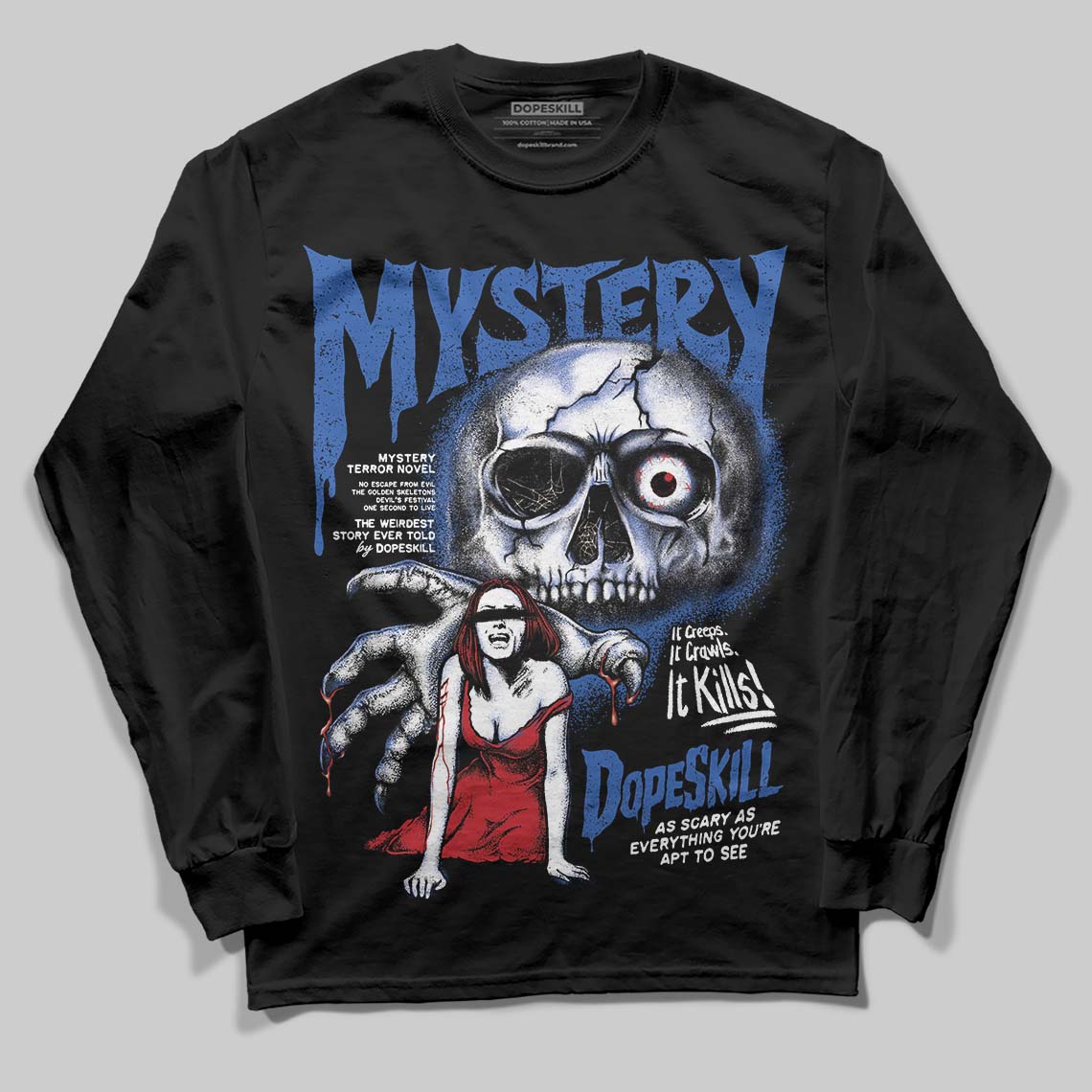 Jordan 1 Low Travis Scott x Fragment DopeSkill Long Sleeve T-Shirt Mystery Ghostly Grasp Graphic Streetwear - Black