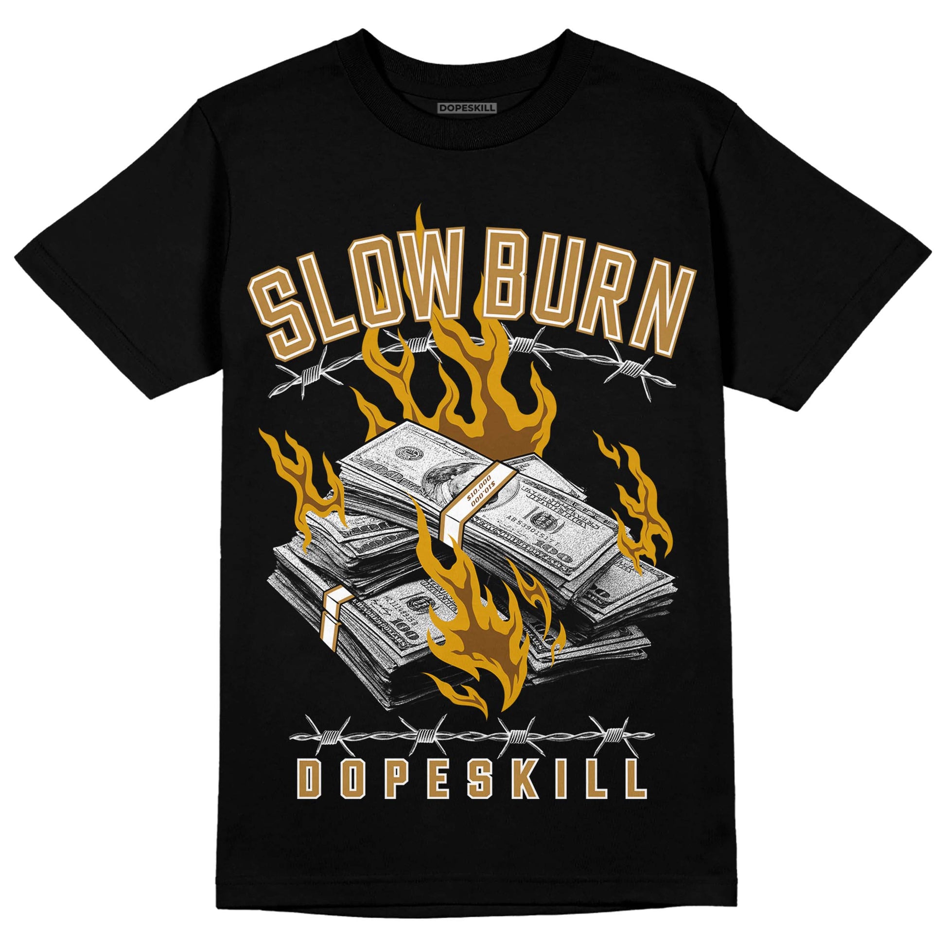 Jordan 13 Wheat 2023 DopeSkill T-Shirt Slow Burn Graphic Streetwear - Black