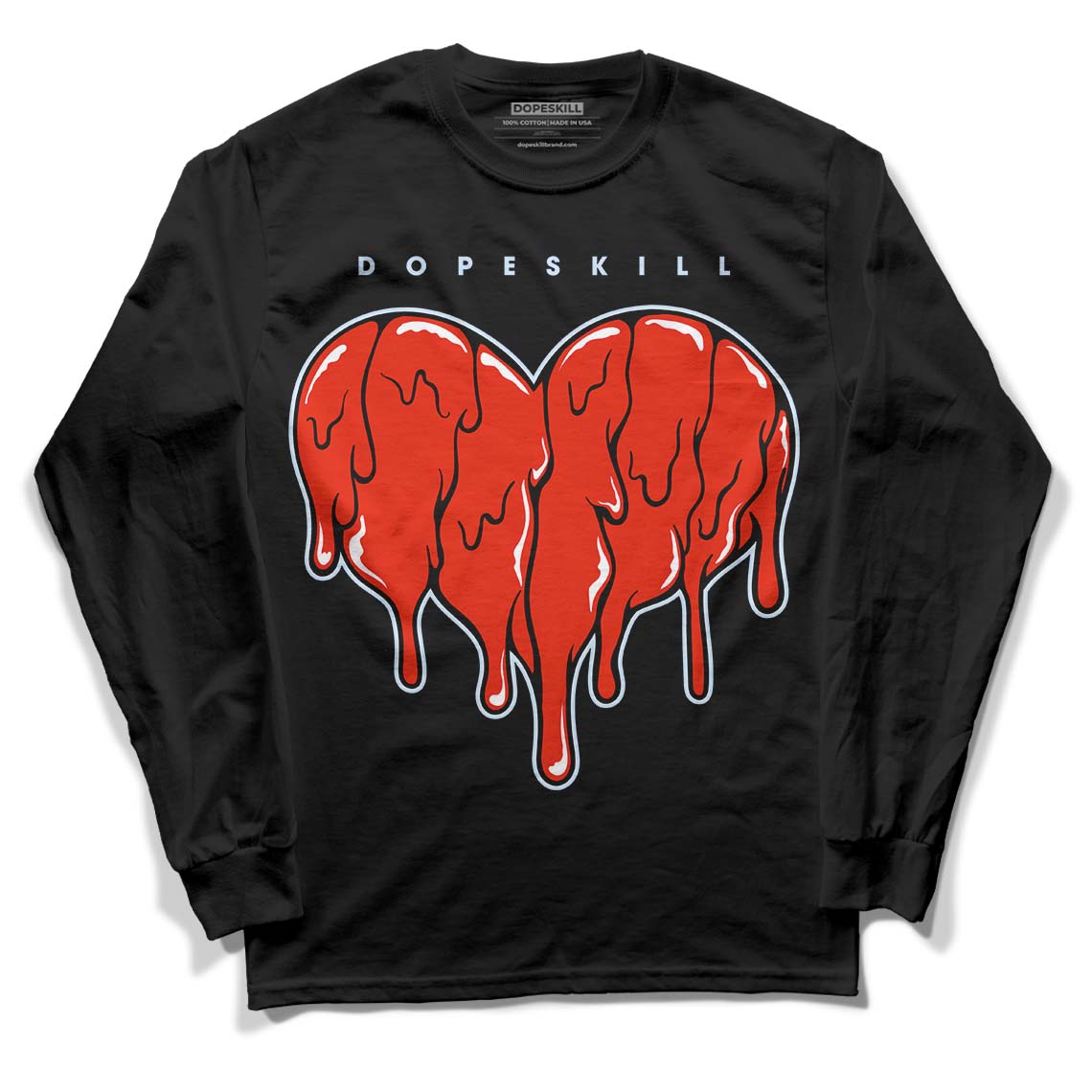 Jordan 6 Retro Toro Bravo DopeSkill Long Sleeve T-Shirt Slime Drip Heart Graphic Streetwear - Black