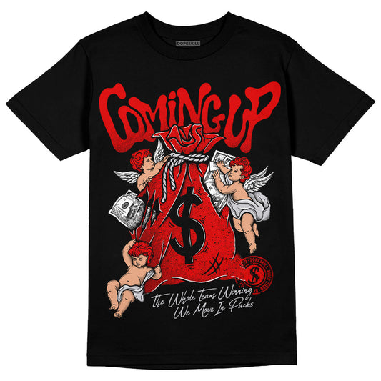 Jordan 4 Retro Red Cement DopeSkill T-Shirt Money Bag Coming Up Graphic Streetwear  - Black
