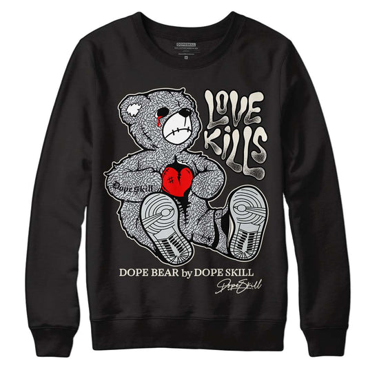 Jordan 1 Retro Low OG Black Cement DopeSkill Sweatshirt Love Kills Graphic Streetwear - Black