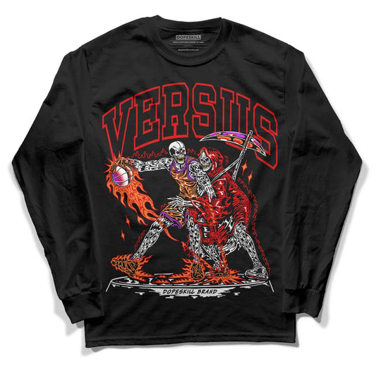 Jordan 4 Retro Red Cement DopeSkill Long Sleeve T-Shirt VERSUS Graphic Streetwear - Black