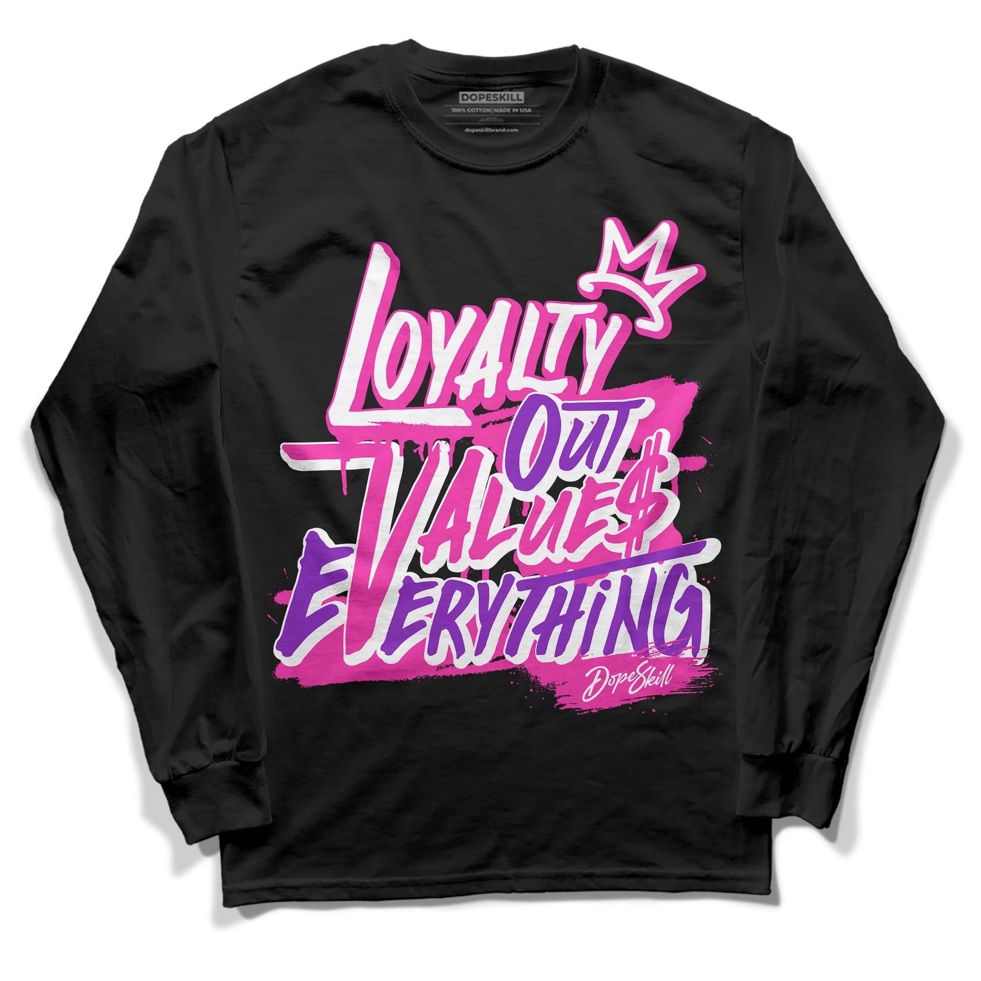 Pink Sneakers DopeSkill Long Sleeve T-Shirt LOVE Graphic Streetwear - Black