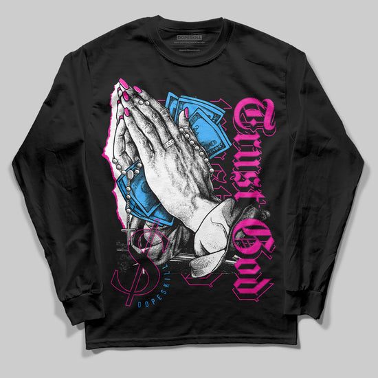 Pink Sneakers DopeSkill Long Sleeve T-Shirt Trust God Graphic Streetwear - black