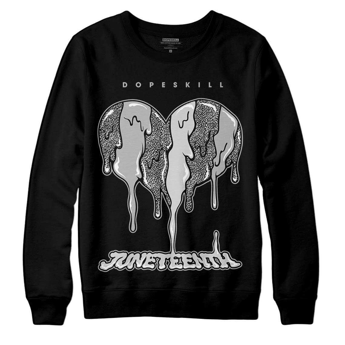 Jordan 3 “Off Noir” DopeSkill Sweatshirt Juneteenth Heart Graphic Streetwear - Black