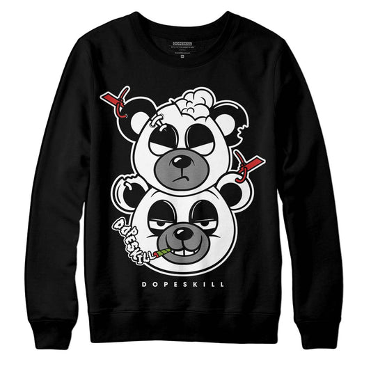 Jordan 1 High OG “Black/White” DopeSkill Sweatshirt New Double Bear Graphic Streetwear - Black