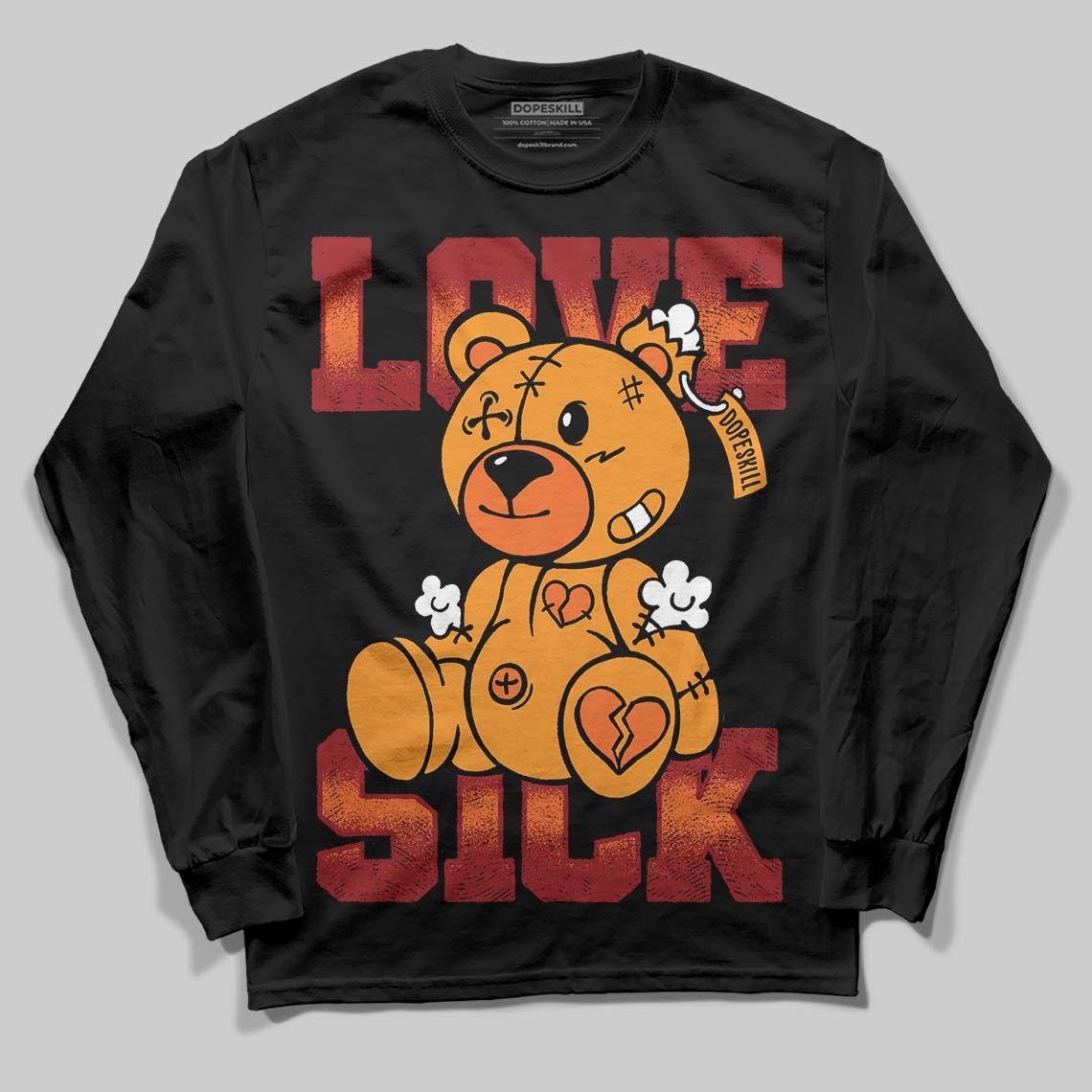 Orange, Black and White Sneakers DopeSkill Long Sleeve T-Shirt Love Sick Graphic Streetwear - Black
