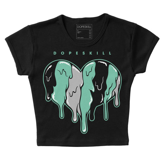 Jordan 1 High OG Green Glow DopeSkill Women's Crop Top Slime Drip Heart Graphic Streetwear - black