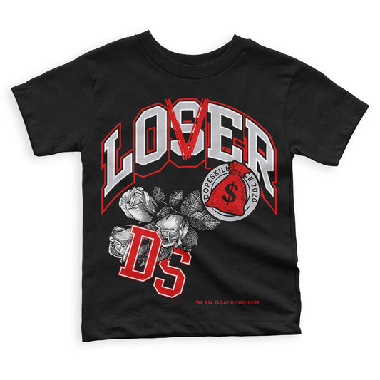 Jordan 4 Retro Red Cement DopeSkill Toddler Kids T-shirt Loser Lover Graphic Streetwear - Black