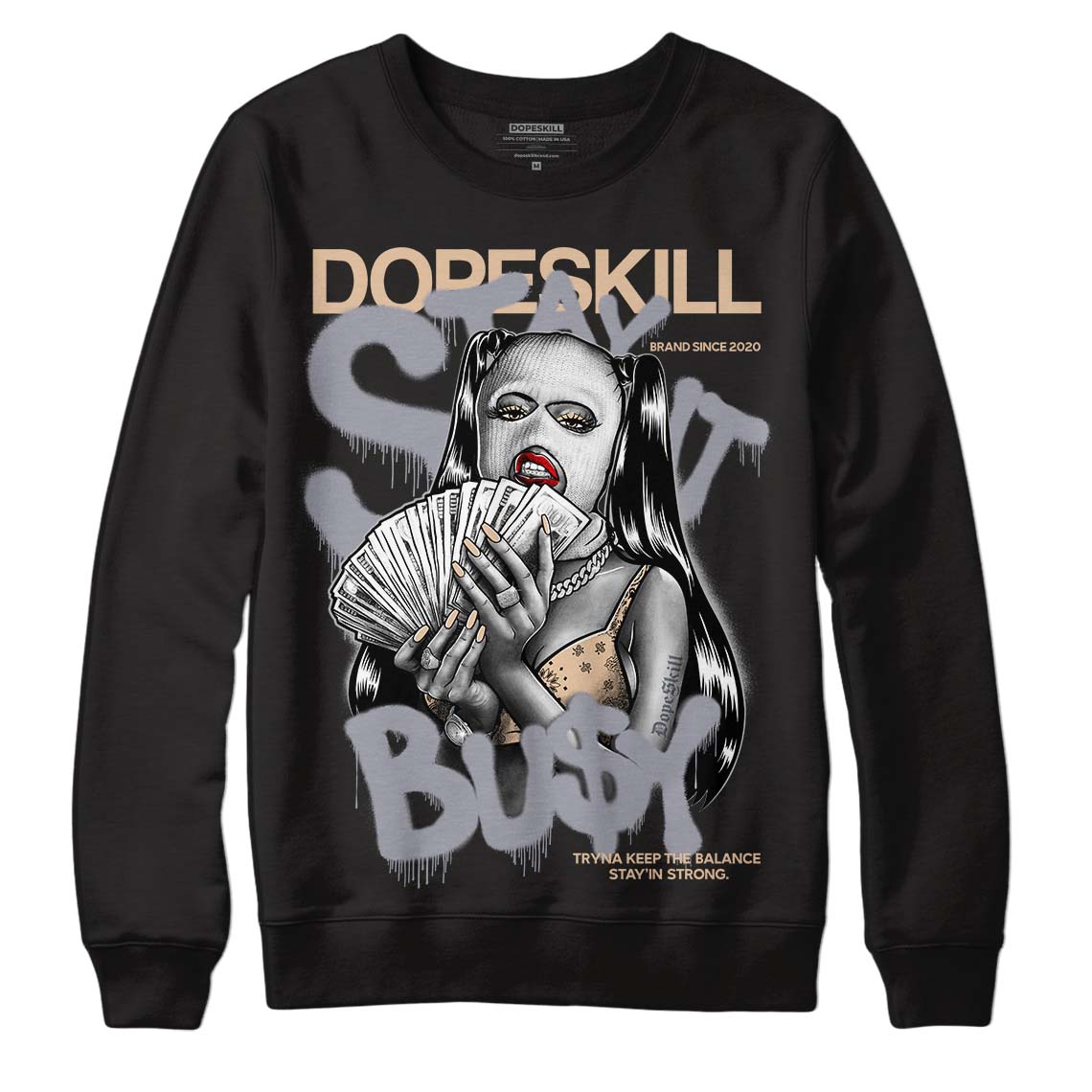 Jordan 4 Retro Frozen Moments DopeSkill Sweatshirt Stay It Busy Graphic Streetwear - Black 