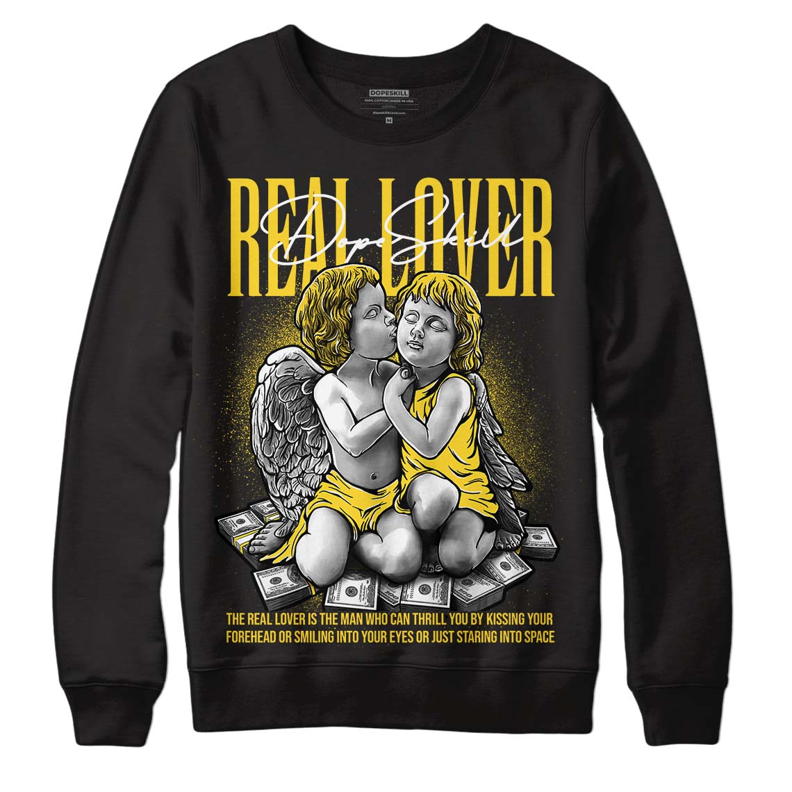 Jordan 4 Tour Yellow Thunder DopeSkill Sweatshirt Real Lover Graphic Streetwear - Black