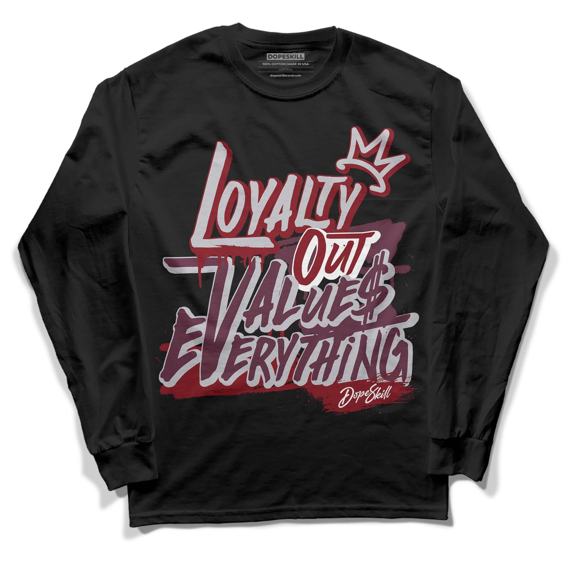 Jordan 5 Retro Burgundy (2023) DopeSkill Long Sleeve T-Shirt LOVE Graphic Streetwear - Black