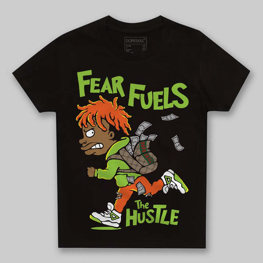 Neon Green Sneakers DopeSkill Toddler Kids T-shirt Fear Fuels The Hustle Graphic Streetwear - Black