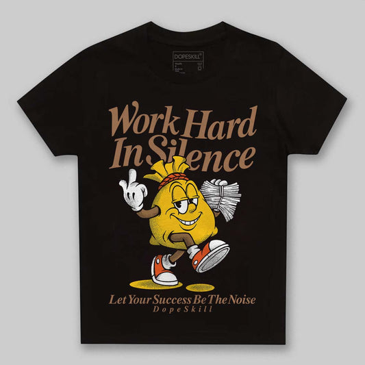 Yellow Sneakers DopeSkill Toddler Kids T-shirt Work Hard In Silence Graphic Streetwear - Black