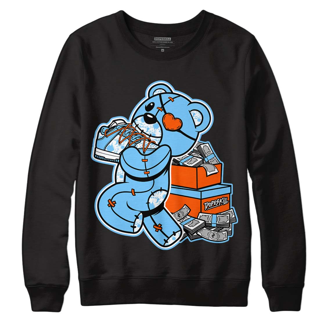 Dunk Low Futura University Blue DopeSkill Sweatshirt Bear Steals Sneaker Graphic Streetwear - Black