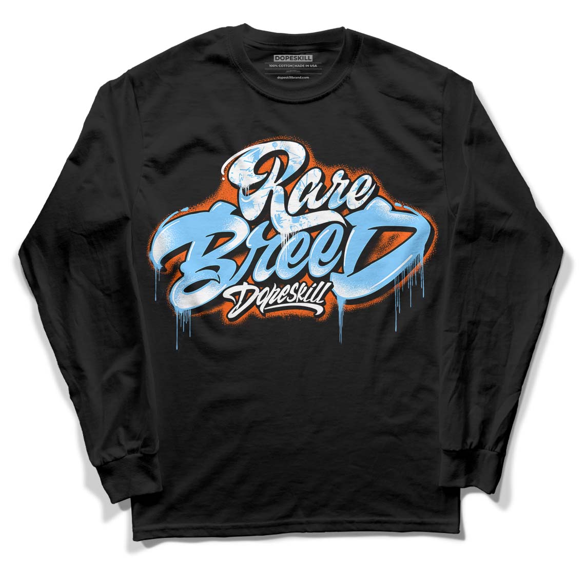 Dunk Low Futura University Blue DopeSkill Long Sleeve T-Shirt Rare Breed Type Graphic Streetwear - Black