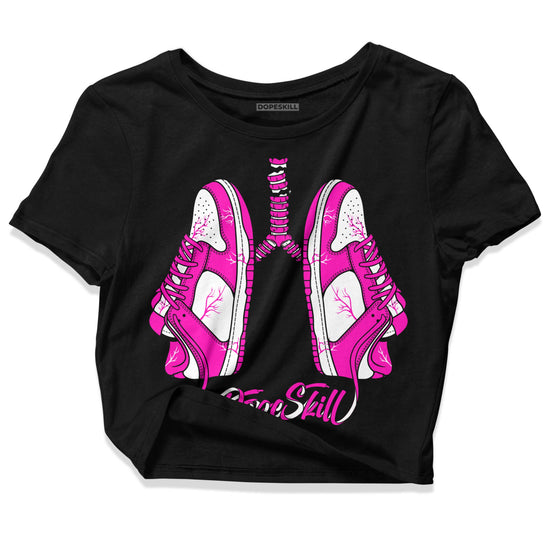 Dunk Low GS “Active Fuchsia” DopeSkill Women's Crop Top Breathe Graphic Streetwear - Black