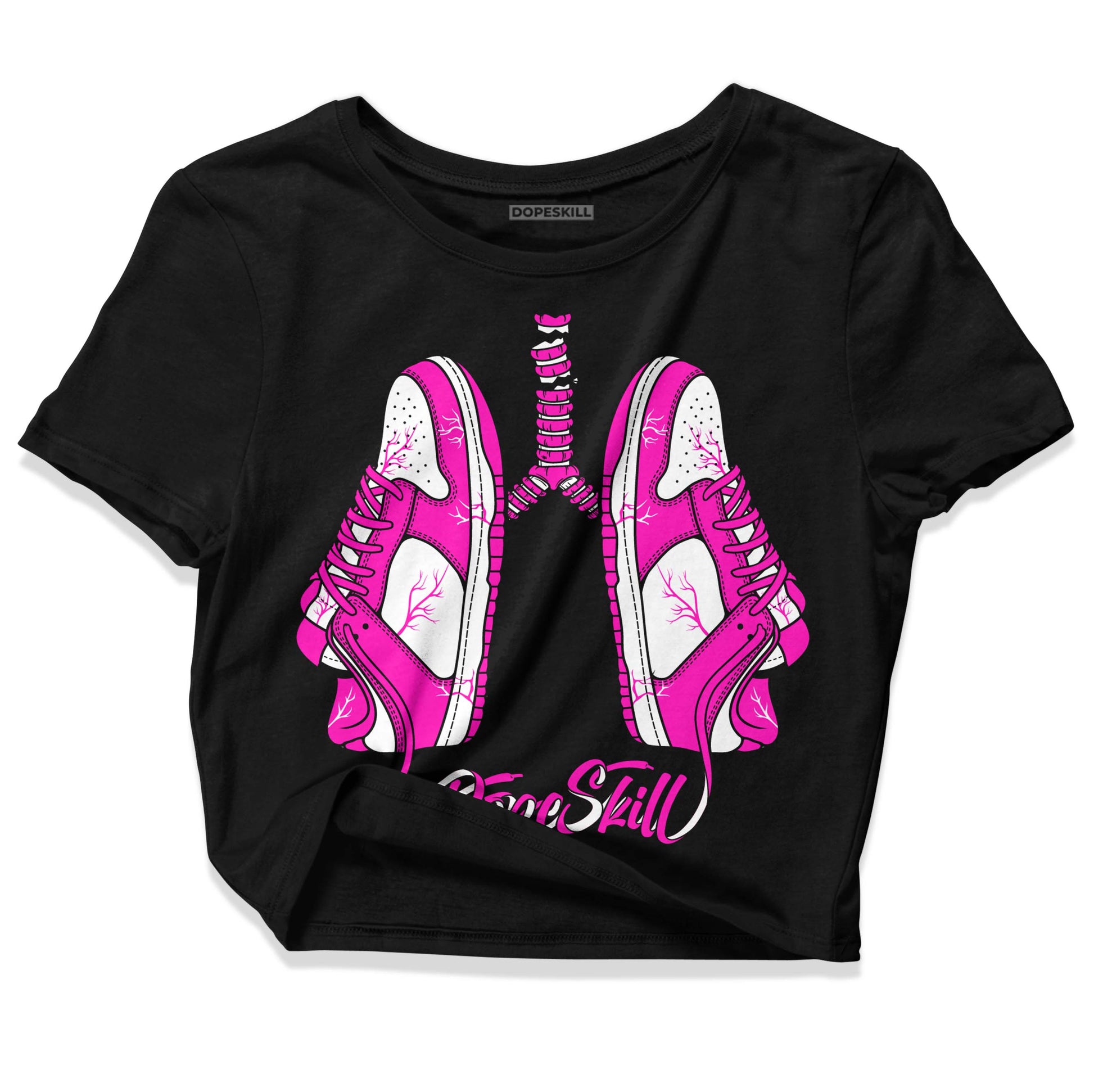 Dunk Low GS “Active Fuchsia” DopeSkill Women's Crop Top Breathe Graphic Streetwear - Black