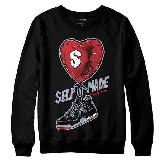 Jordan 4 “Bred Reimagined” DopeSkill Sweatshirt Self Made Graphic Streetwear - Black