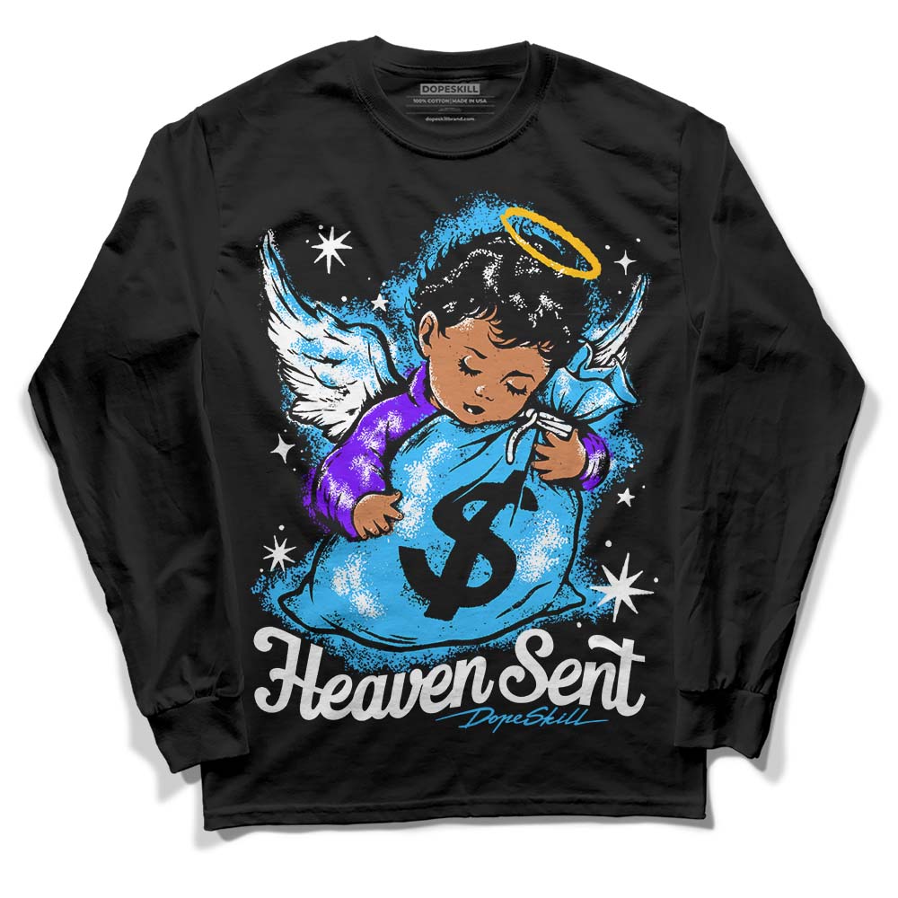 Jordan 1 High Retro OG “University Blue” DopeSkill Long Sleeve T-Shirt Heaven Sent Graphic Streetwear - Black