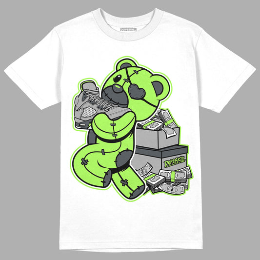 Jordan 5 Green Bean DopeSkill T-Shirt Bear Steals Sneaker Graphic Streetwear - White 