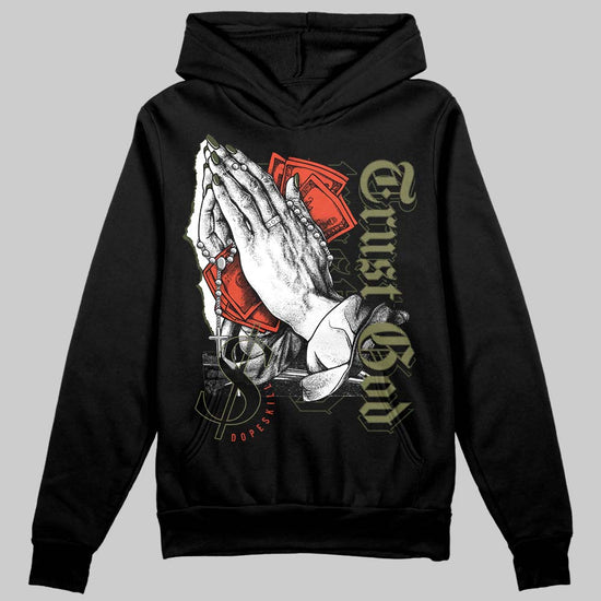 Olive Sneakers DopeSkill Hoodie Sweatshirt Trust God Graphic Streetwear - Black