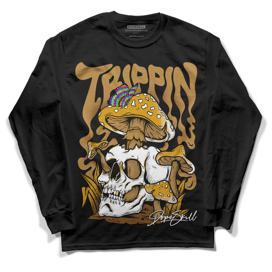 Jordan 13 Wheat 2023 DopeSkill Long Sleeve T-Shirt Trippin Graphic Streetwear - Black