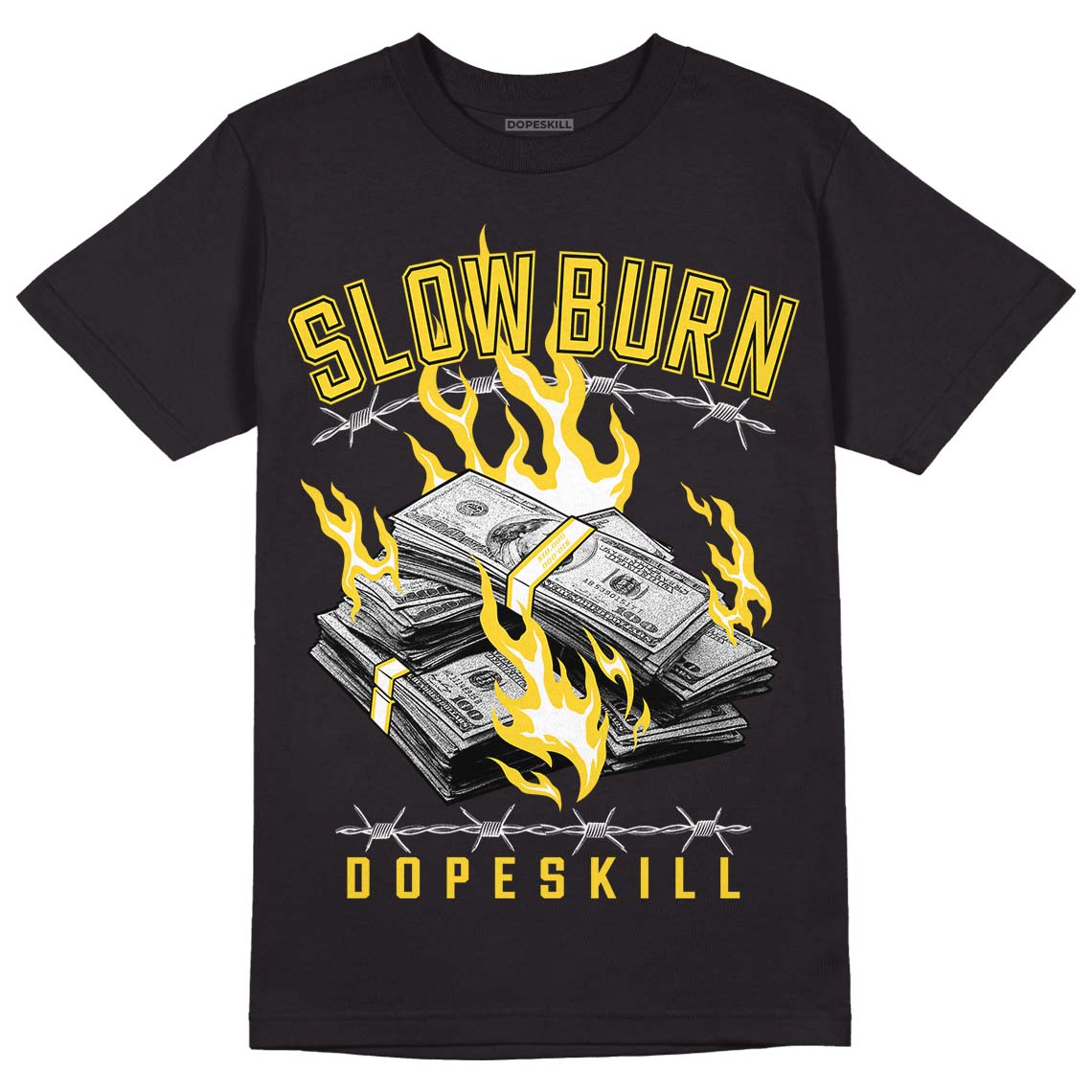 Jordan 4 Tour Yellow Thunder DopeSkill T-Shirt Slow Burn Graphic Streetwear - Black