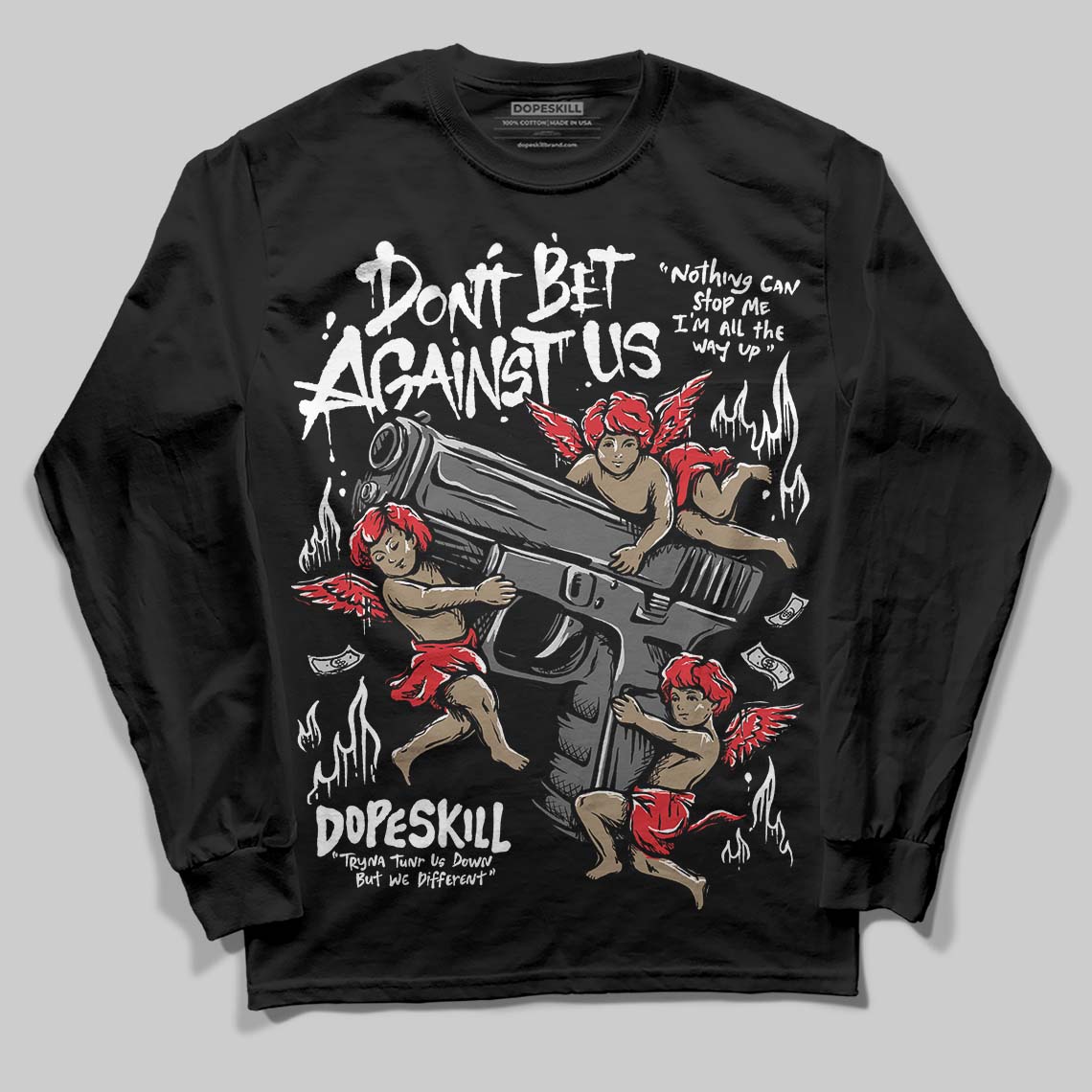 Dunk Low Panda White Black DopeSkill Long Sleeve T-Shirt Don't Bet Against Us Graphic Streetwear - Black