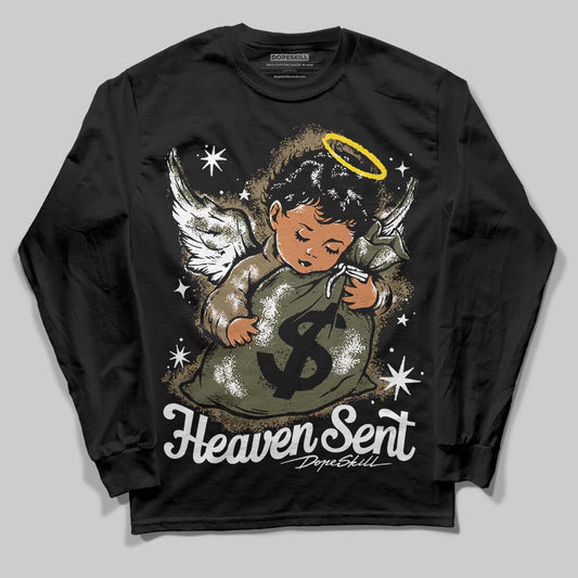 Adidas Samba OG Focus Olive Gum DopeSkill Long Sleeve T-Shirt Heaven Sent Graphic Streetwear - Black