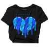 Royal Blue Sneakers DopeSkill Women's Crop Top Slime Drip Heart Graphic Streetwear - Black