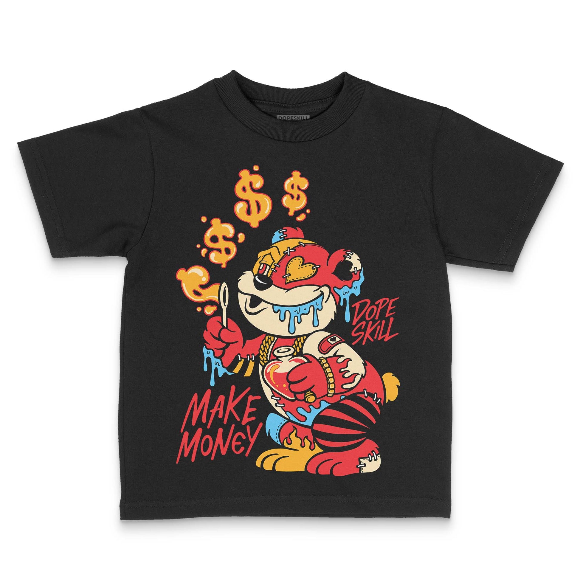 Red Sneakers DopeSkill Toddler Kids T-shirt Make Money Graphic Streetwear - Black