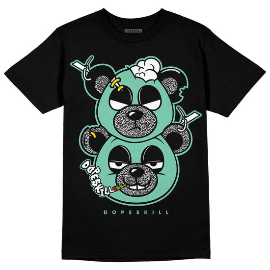 Jordan 3 "Green Glow" DopeSkill T-Shirt New Double Bear Graphic Streetwear - Black 