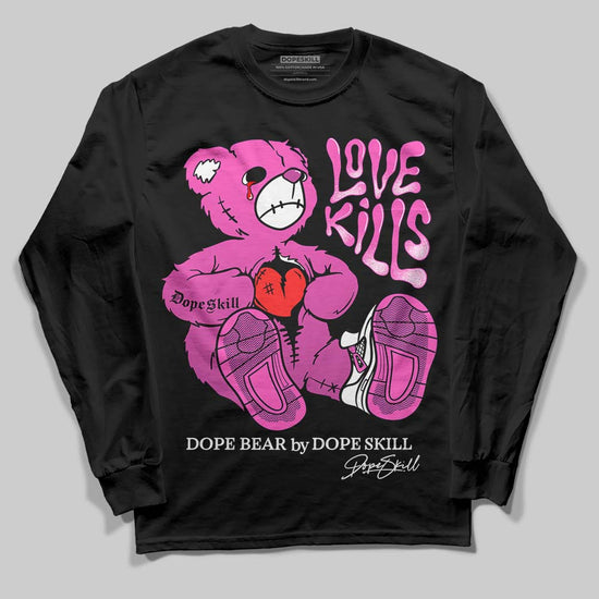 Jordan 4 GS “Hyper Violet” DopeSkill Long Sleeve T-Shirt Love Kills Graphic Streetwear - Black