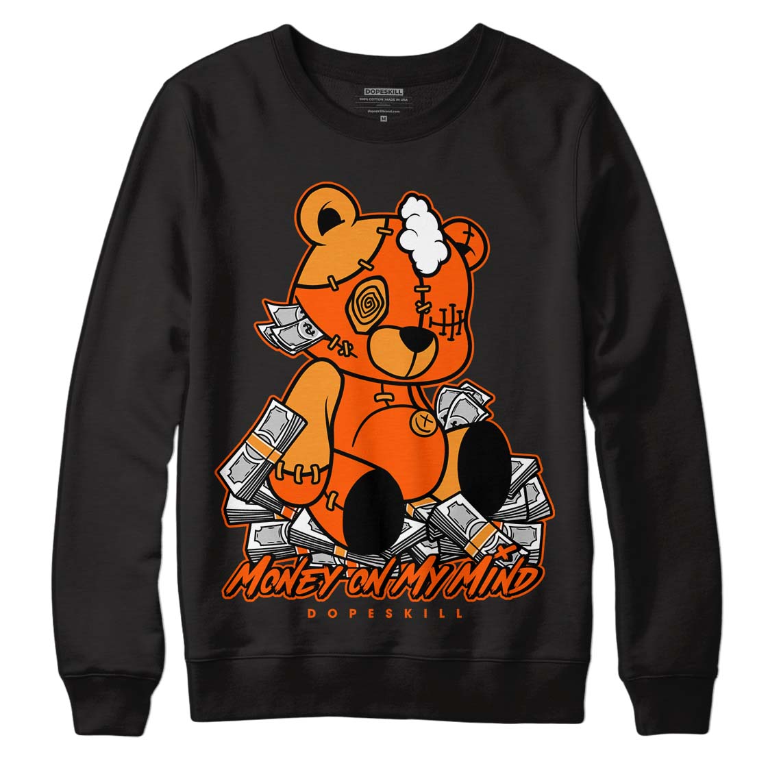 Jordan 12 Retro Brilliant Orange DopeSkill Sweatshirt MOMM Bear Graphic Streetwear - Black