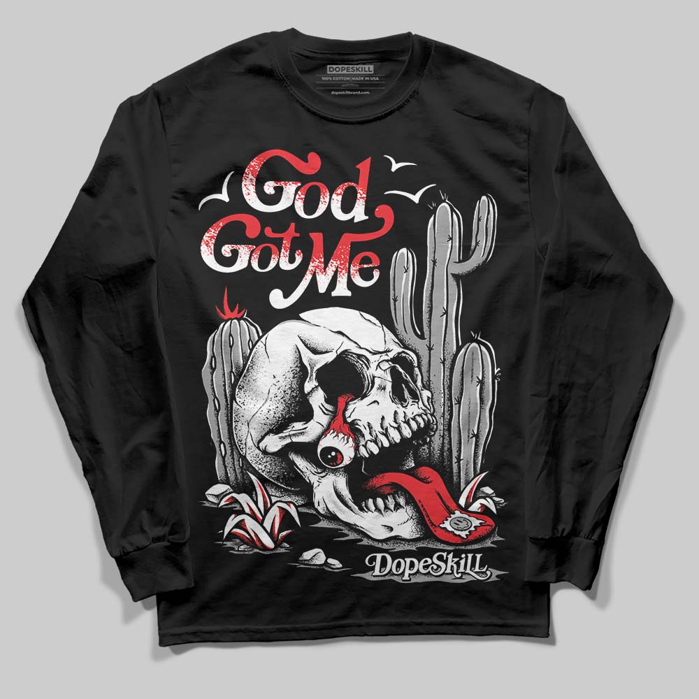 Dunk Low Panda White Black DopeSkill Long Sleeve T-Shirt God Got Me Graphic Streetwear - Black