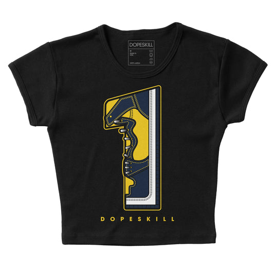 Dunk Low Vintage “Michigan” DopeSkill Women's Crop Top No.1 Graphic Streetwear - Black