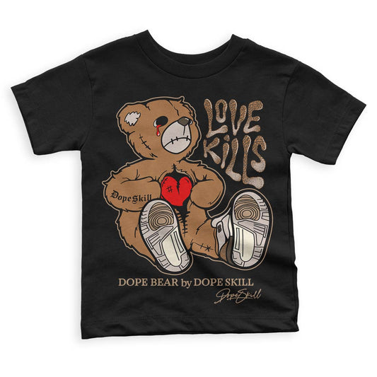 Jordan 3 Retro Palomino DopeSkill Toddler Kids T-shirt Love Kills Graphic Streetwear - Black