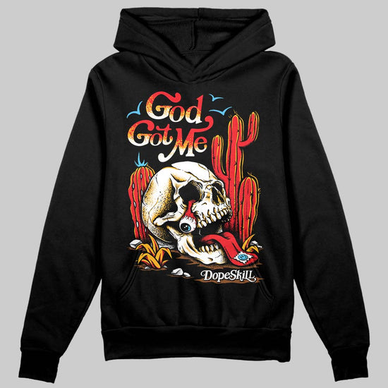 Red Sneakers DopeSkill Hoodie Sweatshirt God Got Me Graphic Streetwear - Black