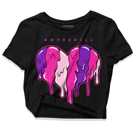 Pink Sneakers DopeSkill Women's Crop Top Slime Drip Heart Graphic Streetwear - Black