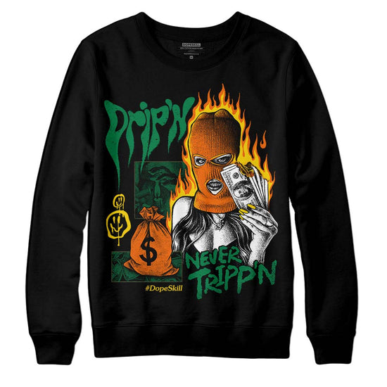 Green Sneakers DopeSkill Sweatshirt Drip'n Never Tripp'n Graphic Streetwear - Black